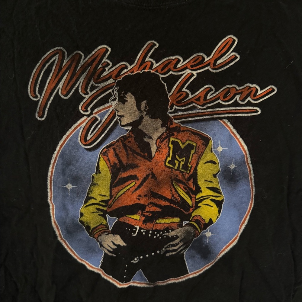 Retro Michael Jackson Bad Era Boxy Crop Tee Shirt HTF Graphic Super Cute 80s